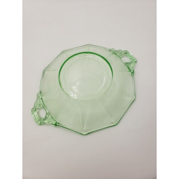 Vintage Cambridge Glass Decagon Green Bon Bon Dish Uranium Glass Light Emerald - Picture 7 of 10